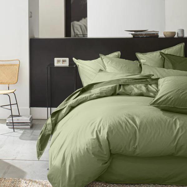 Drap housse 100% percale de coton lavé vert d'eau by Baton Rouge