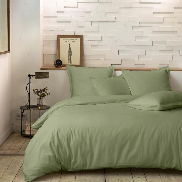 Drap housse 100% percale de coton lavé vert d'eau by Baton Rouge