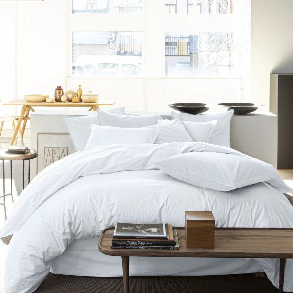 Housse de couette 100% percale de coton lavé Blanc nuage by Baton Rouge