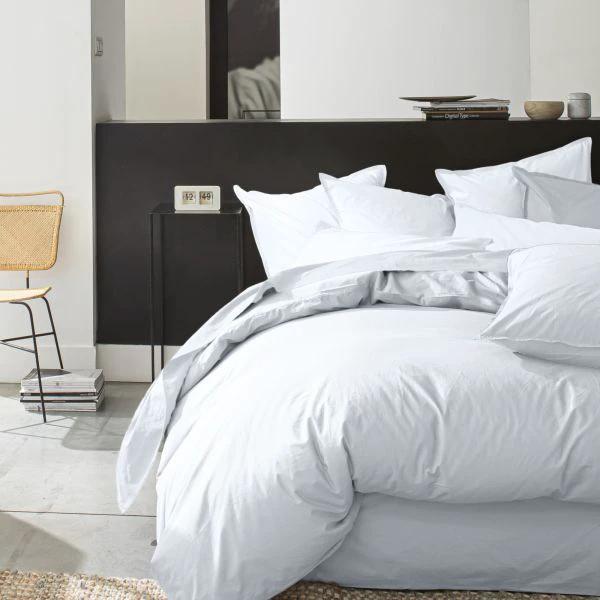 Housse de couette 100% percale de coton lavé Blanc nuage by Baton Rouge