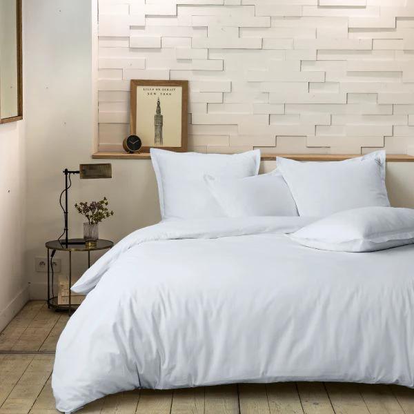 Housse de couette 100% percale de coton lavé Blanc nuage by Baton Rouge