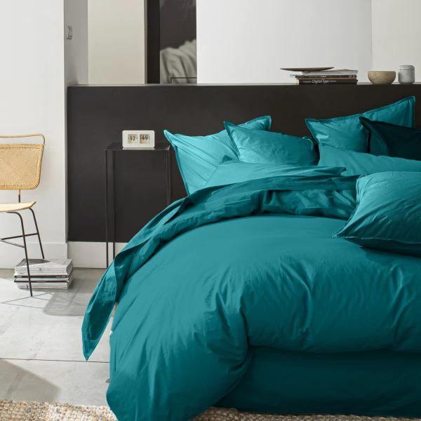 Housse de couette 100% percale de coton lavé Bleu canard by Baton Rouge