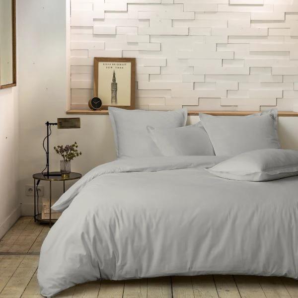 Housse de couette 100% percale de coton lavé Gris perle by Baton Rouge