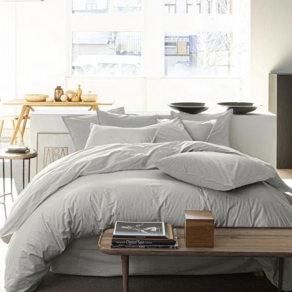 Housse de couette 100% percale de coton lavé Gris perle by Baton Rouge