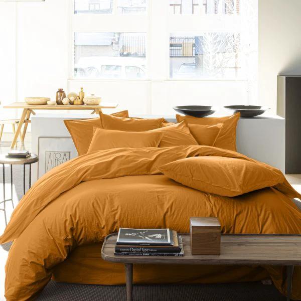 Housse de couette 100% percale de coton lavé Safran by Baton Rouge