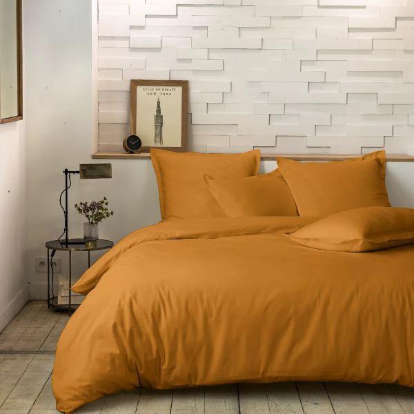 Housse de couette 100% percale de coton lavé Safran by Baton Rouge