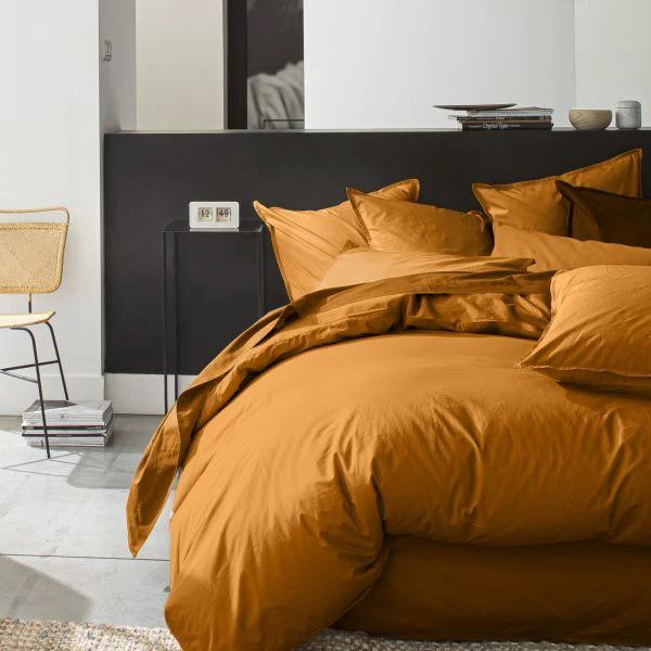Housse de couette 100% percale de coton lavé Safran by Baton Rouge