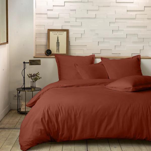 Housse De Couette 100% Percale De Coton Lavé Terracotta by Baton Rouge