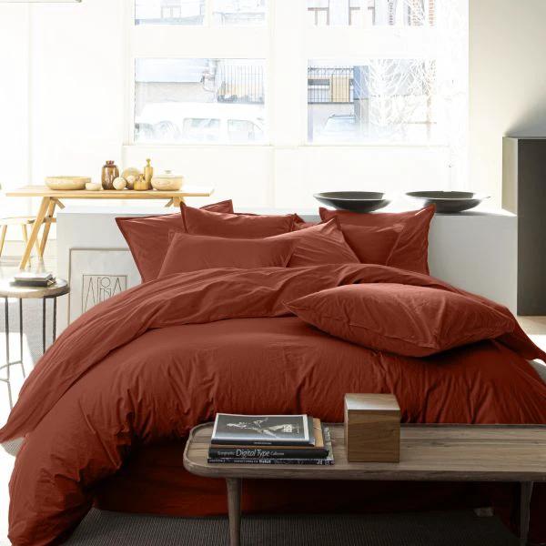 Housse De Couette 100% Percale De Coton Lavé Terracotta by Baton Rouge