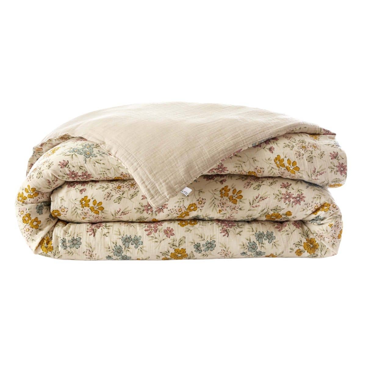 Housse de couette réversible Gaze de coton imprimée ADELE Pampa