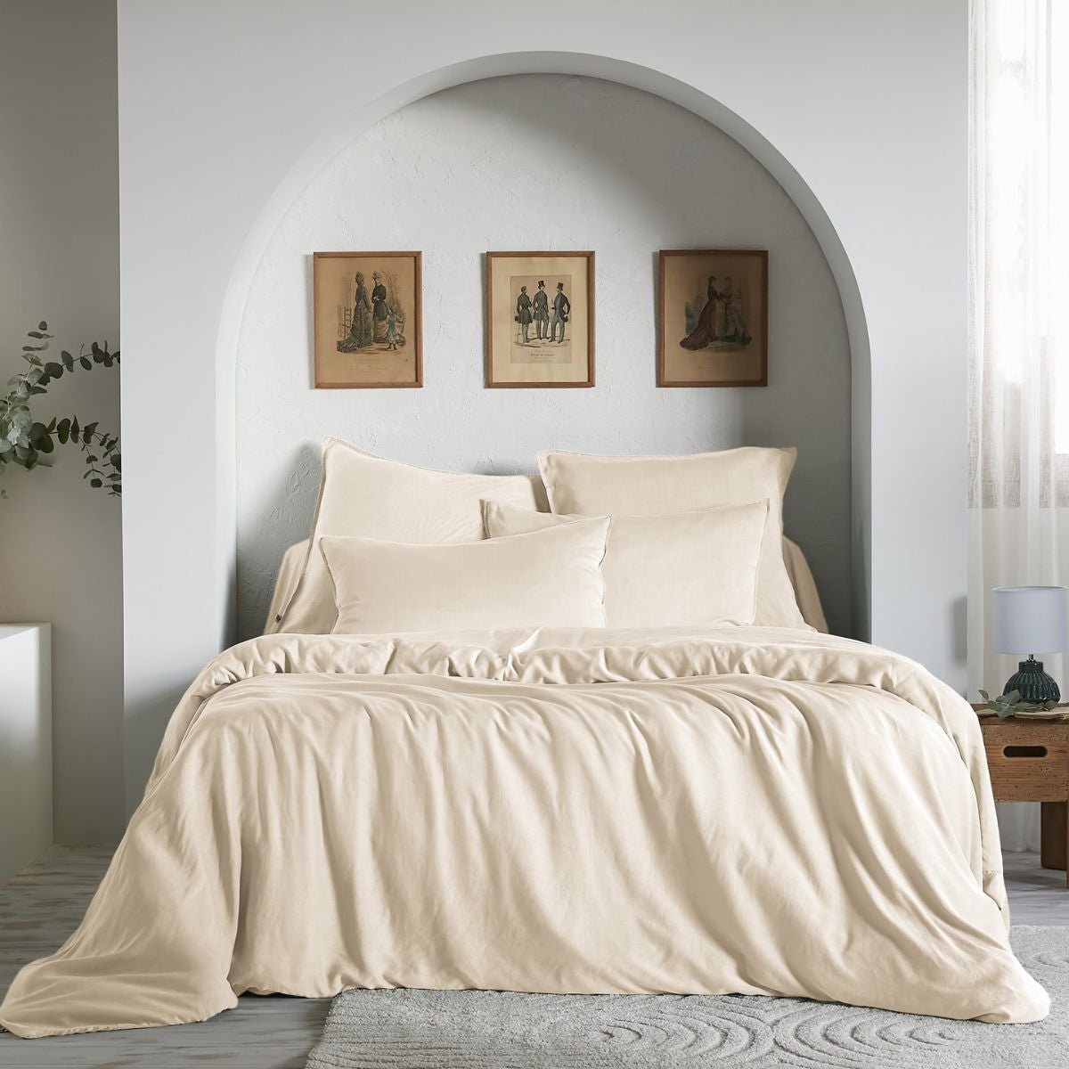 Housse de couette Lyocell Tencel uni LYSANDRE Pampa