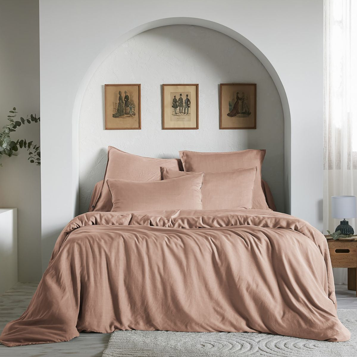 Housse de couette Lyocell Tencel uni LYSANDRE Blush