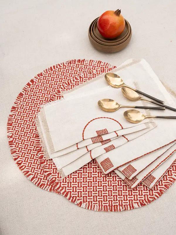 Sets de Table BUNAI - Lot de 2 - Ivoire/Terracotta by No-mad