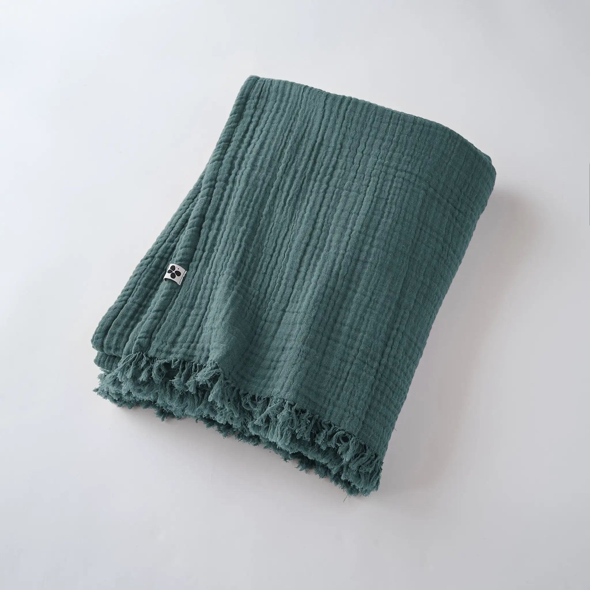 Plaid à franges vert foncé en tissu doux et léger de L'effet papillon pour décoration