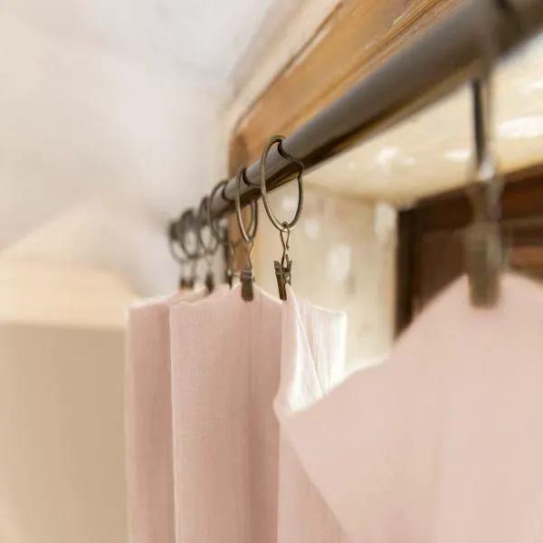 Rideau ajustable + 8 anneaux pince 140 x 300 cm Gaze de coton unie GAÏA Guimauve by L'effet papillon
