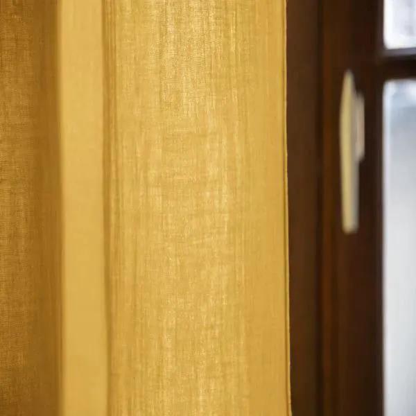Rideau ajustable + 8 anneaux pince 140 x 300 cm Gaze de coton unie GAÏA Safran by L'effet papillon