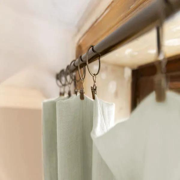 Rideau ajustable + 8 anneaux pince 140 x 300 cm Gaze de coton unie GAÏA Vert d'eau by L'effet papillon