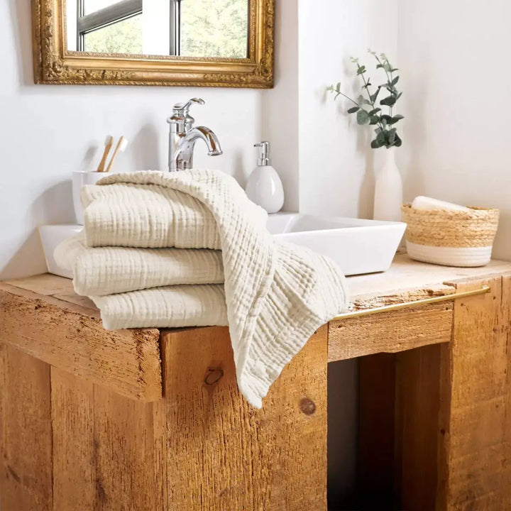 Drap de douche 70 x 130 cm Gaze de coton unie GAÏA Pampa by L'effet papillon