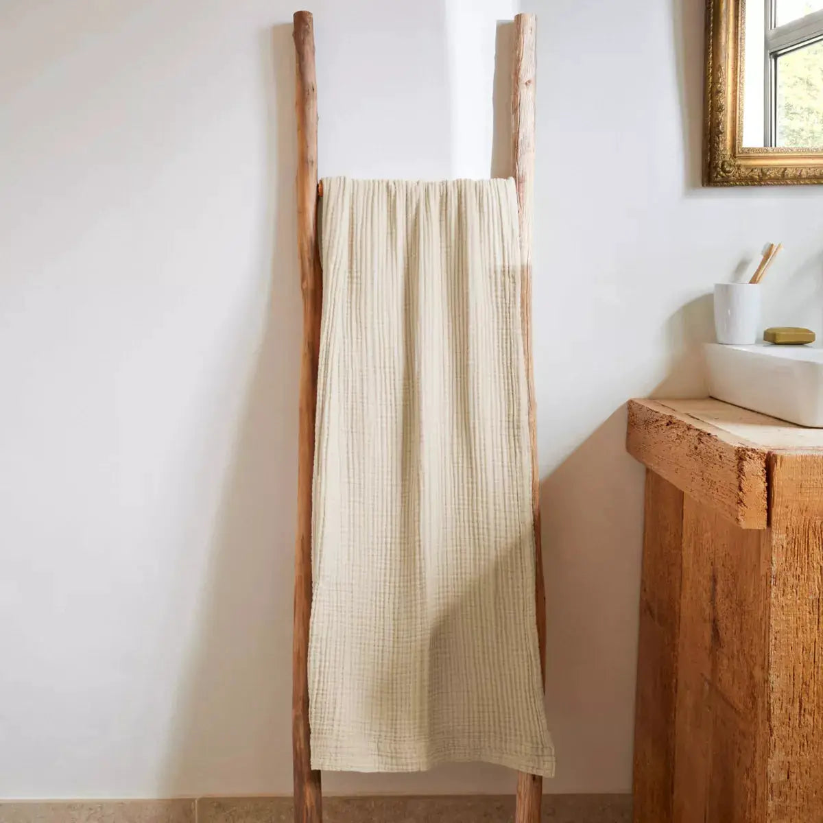 Drap de douche 70 x 130 cm Gaze de coton unie GAÏA Pampa by L'effet papillon