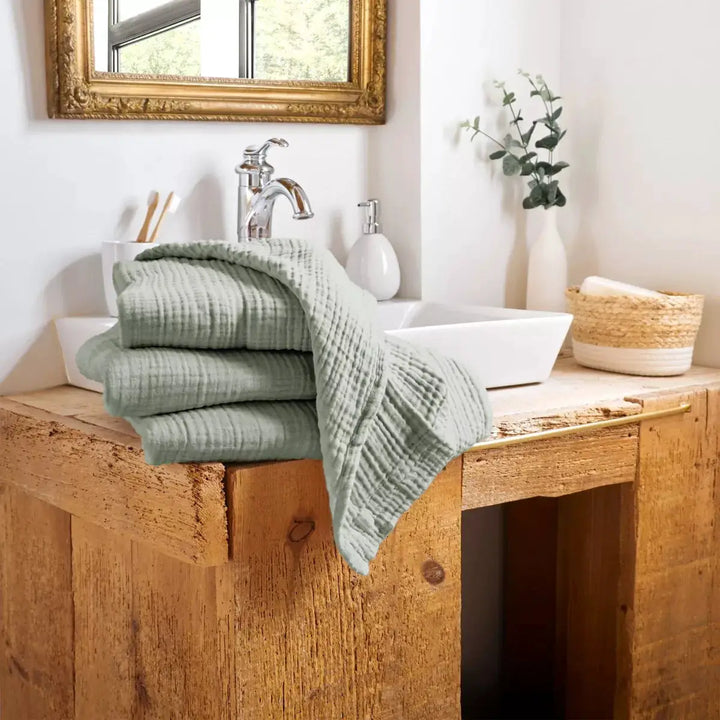 Drap de douche 70 x 130 cm Gaze de coton unie GAÏA Eucalyptus by L'effet papillon