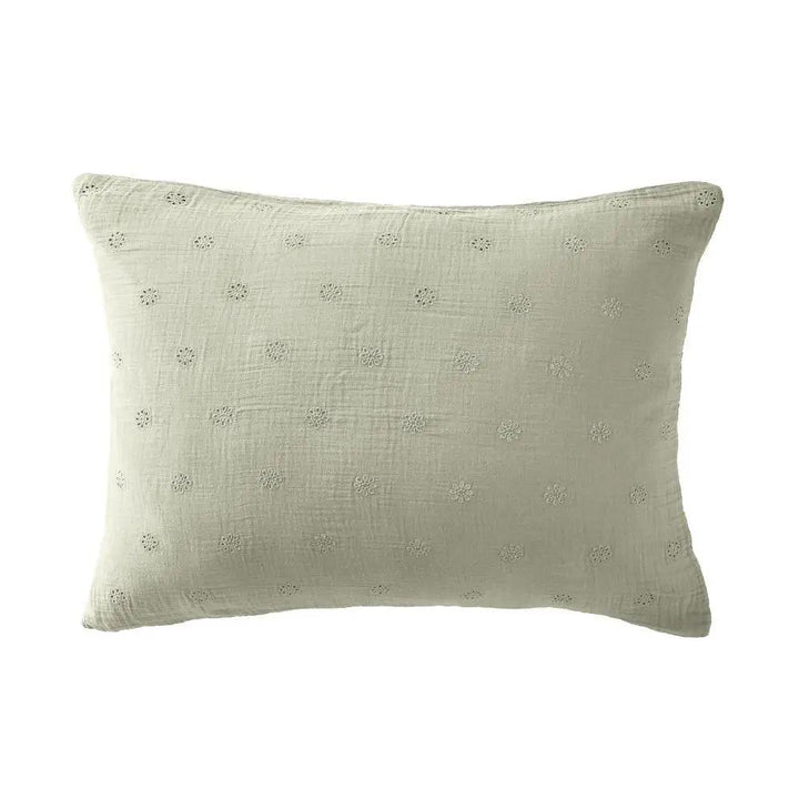 Taie d'oreiller 60 x 60 cm Gaze de coton GAÏA BOHO Vert d'eau by L'effet papillon
