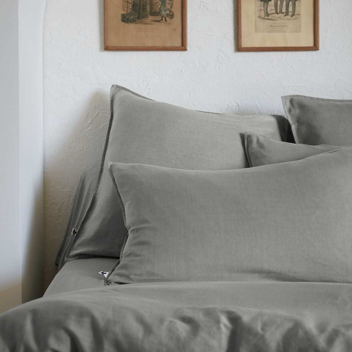 Taie d'oreiller Lyocell Tencel uni LYSANDRE Granit