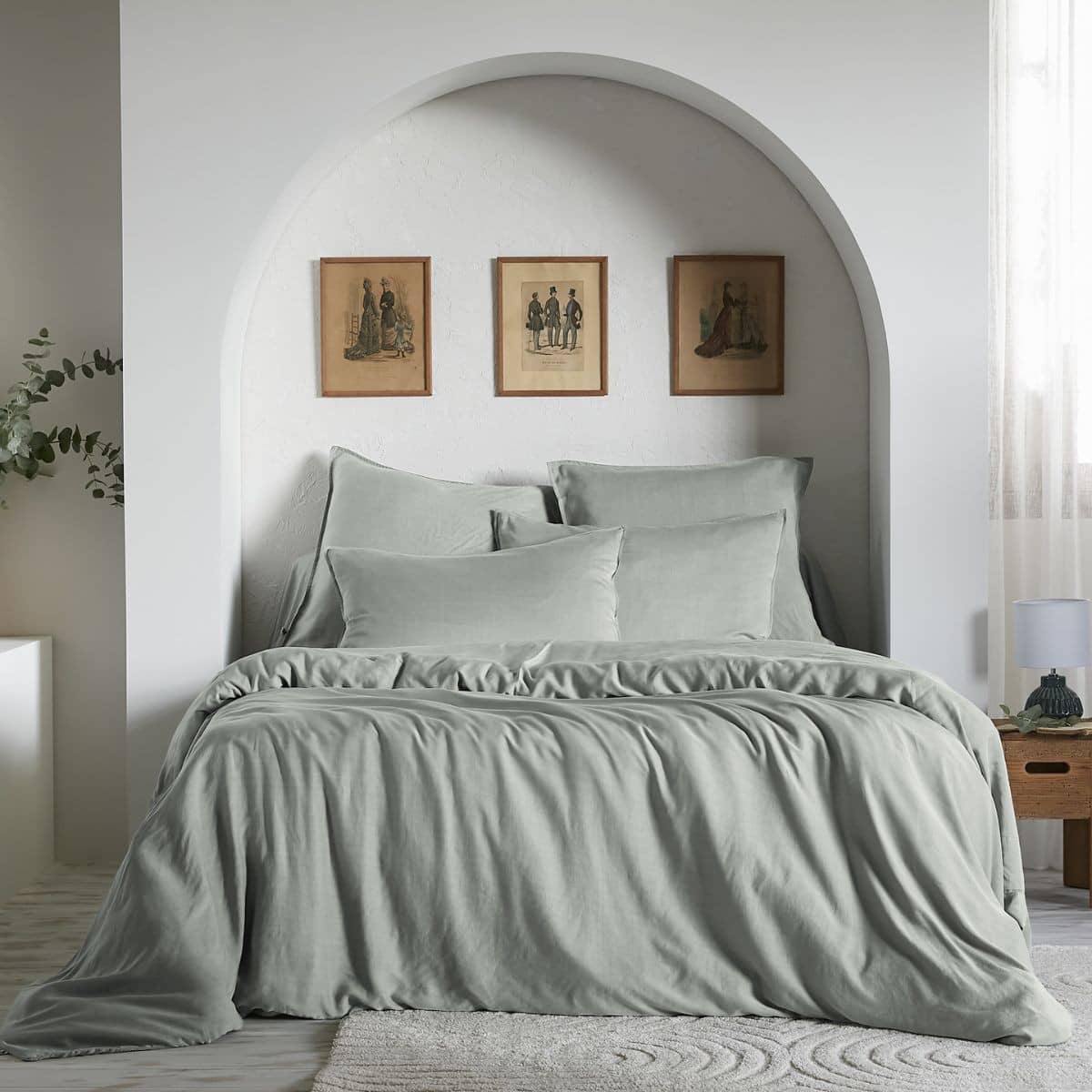 Taie d'oreiller LYSANDRE Lichen lyocell Casa Plume