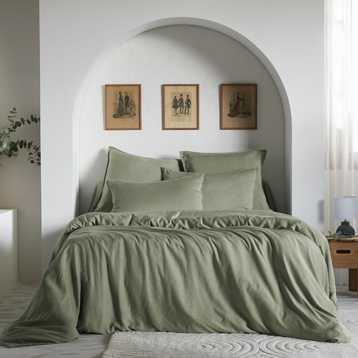 Taie d'oreiller Lyocell Tencel uni LYSANDRE Thym
