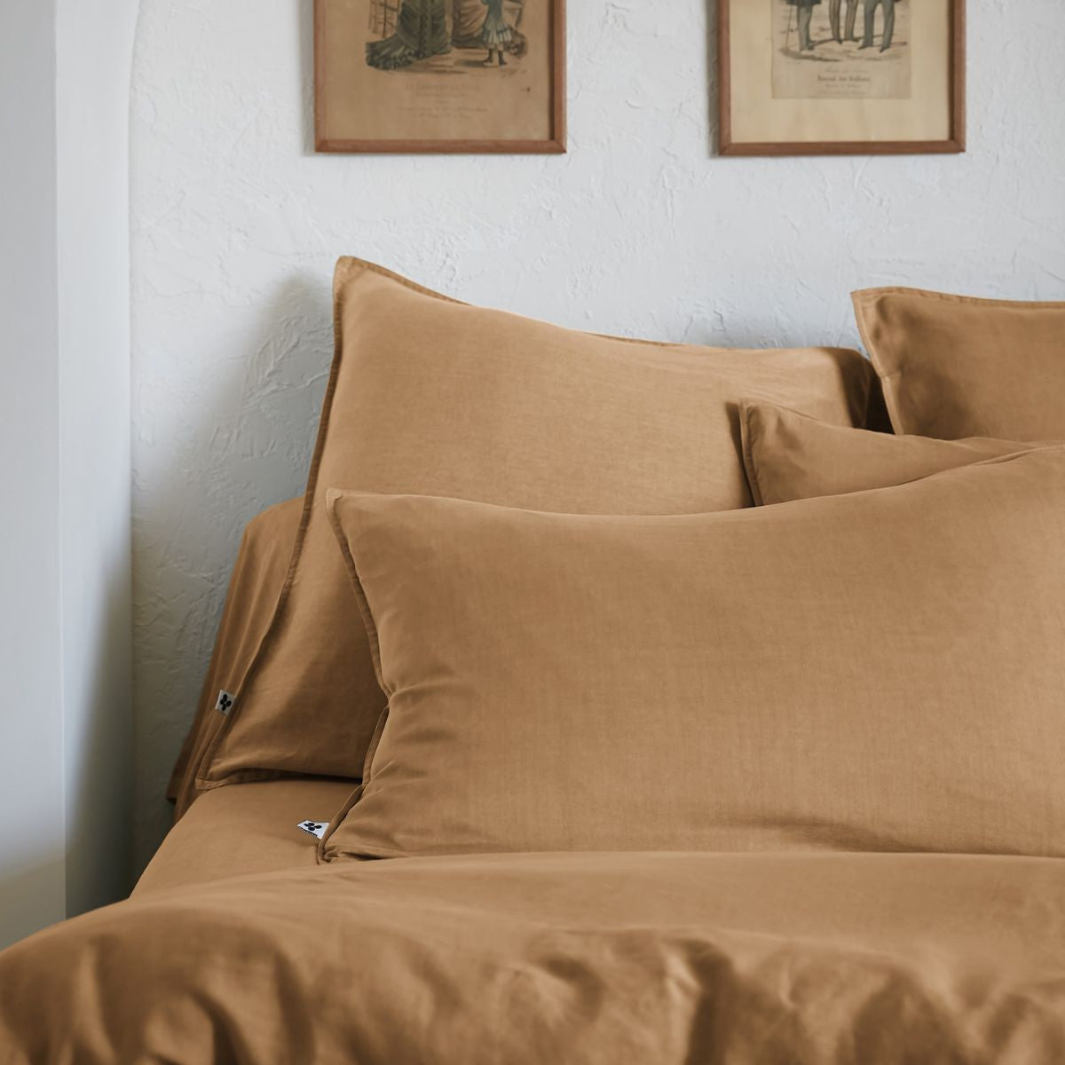 Taie d'oreiller Lyocell Tencel uni LYSANDRE Camel